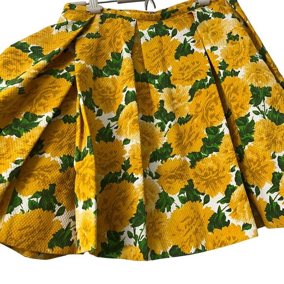 Michael Kors Collection Yellow Daffodil Print Pleated A Line Skirt Womens Sz 10 - Picture 4 of 7